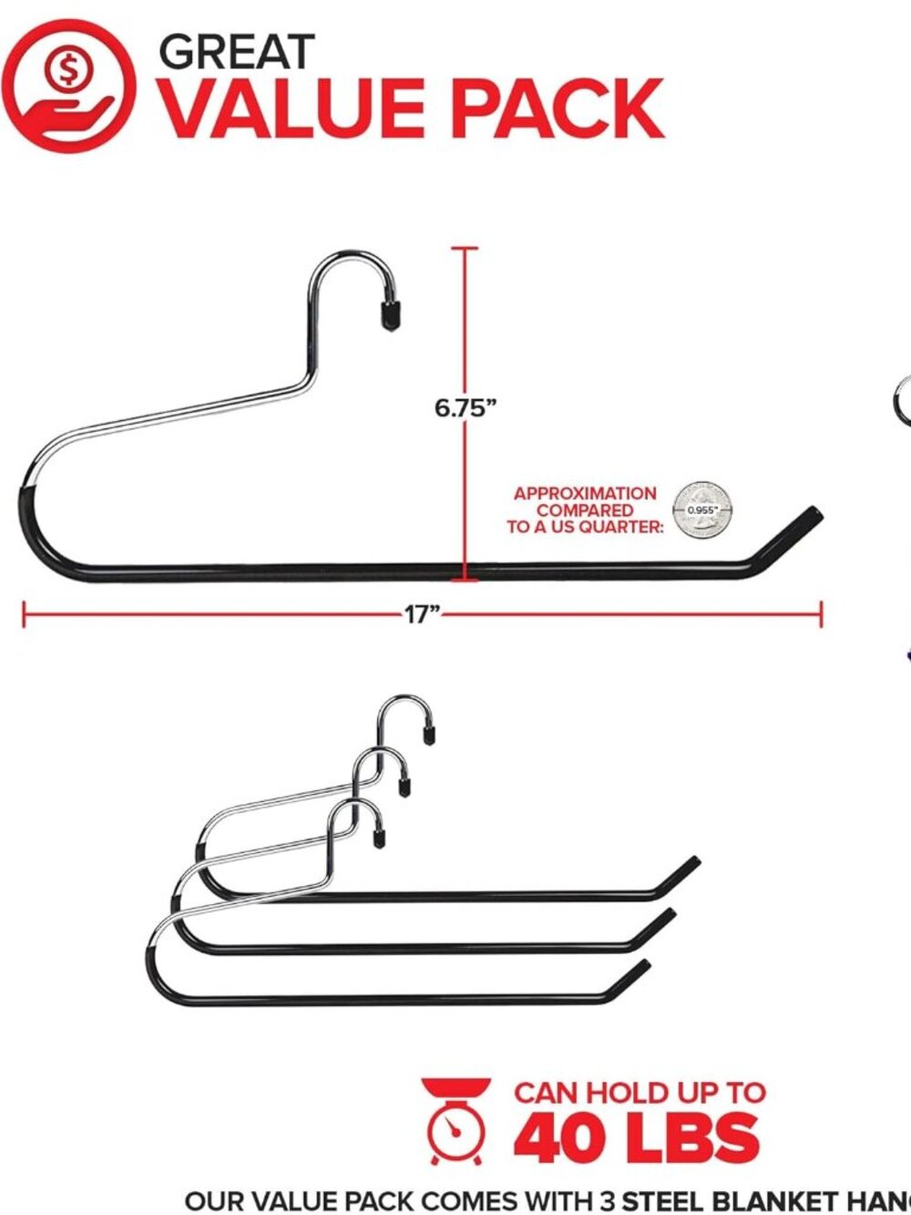 Blanket Hangers (3 Pack) - Stainless Steel
